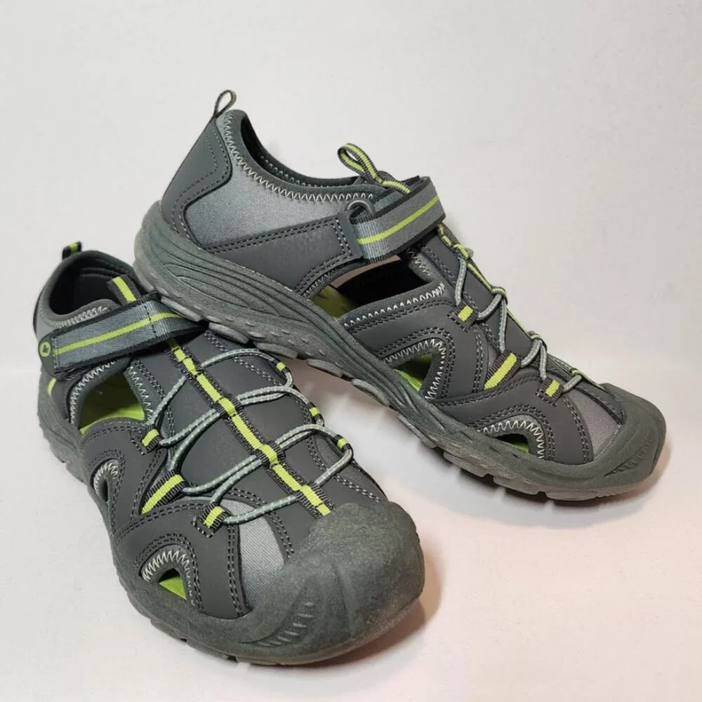 Merrell Unisex Child Hydro 2 Sandals Water Shoes Velcro Size 6 Green Gray